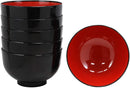 Pack Of 10 Japanese Black Red Lacquer Copolymer Plastic Large Ramen Bowls 38oz