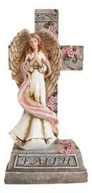 Ebros Christian Inspirational Faith Angel Rose Cross Desktop Plaque Figurine