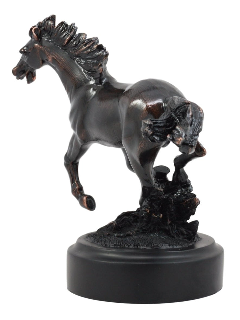 Ebros Gift Bronze Electroplated Wild West Galloping Horse Statue 10.5" L Equestrian Beauty Steed Figurine