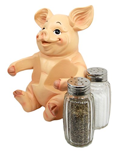 Ebros Gift Farm Barn Porky Pig Salt Pepper Shakers Holder Figurine