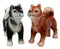 Ebros Animated Dog Siberian Huskies Salt and Pepper Shakers Ceramic Magnetic Figurine Set 4" L Pedigree Dogs Husky Breed Brown and Black Coat Kissing Collectible Figurines Kitchen Decorations - Ebros Gift