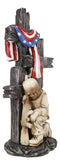 Kneeling Soldier In Prayer By 3 Rugged Crosses American Flag Memorial Figurine