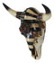 Western Bison Bull Cow Skull With USA Flag Maltese Fire Fighter Cross Wall Decor