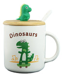 Ebros Pack Of 2 Green Baby Dinosaur On Skateboard Coffee Mugs With Lid And Spoon 12oz