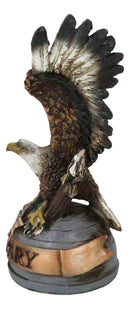 Patriotic Open Wings Bald Eagle On USA Star Spangled Banner Millitary Figurine