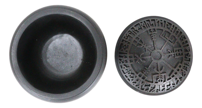 Black Thor Mjolnir Hammer Rune Compass Vegvisir Decorative Jewelry Box Figurine