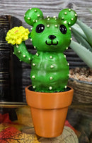 Bristles Cactus Bear In A Pot Figurine Whimsical Fairy Garden Succulent Decor