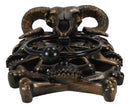 Demon Horned Ram Cranium Skull With Crossed Bone Skulls Decorative Door Knocker