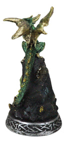 Ebros Green Dragon with LED Light On Crystal Mountain 7.5 Inches Tall Collection