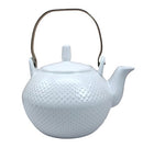 Ebros Gift Imperial Spotted Texture Teapot With Stainless Steel Handle 28oz (White)