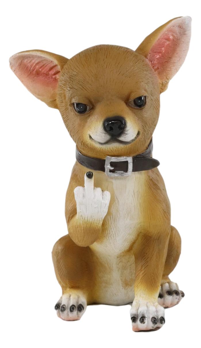 Ebros Feisty Taco Rude Chihuahua Puppy Dog Flipping The Bird Figurine Guest Greeter