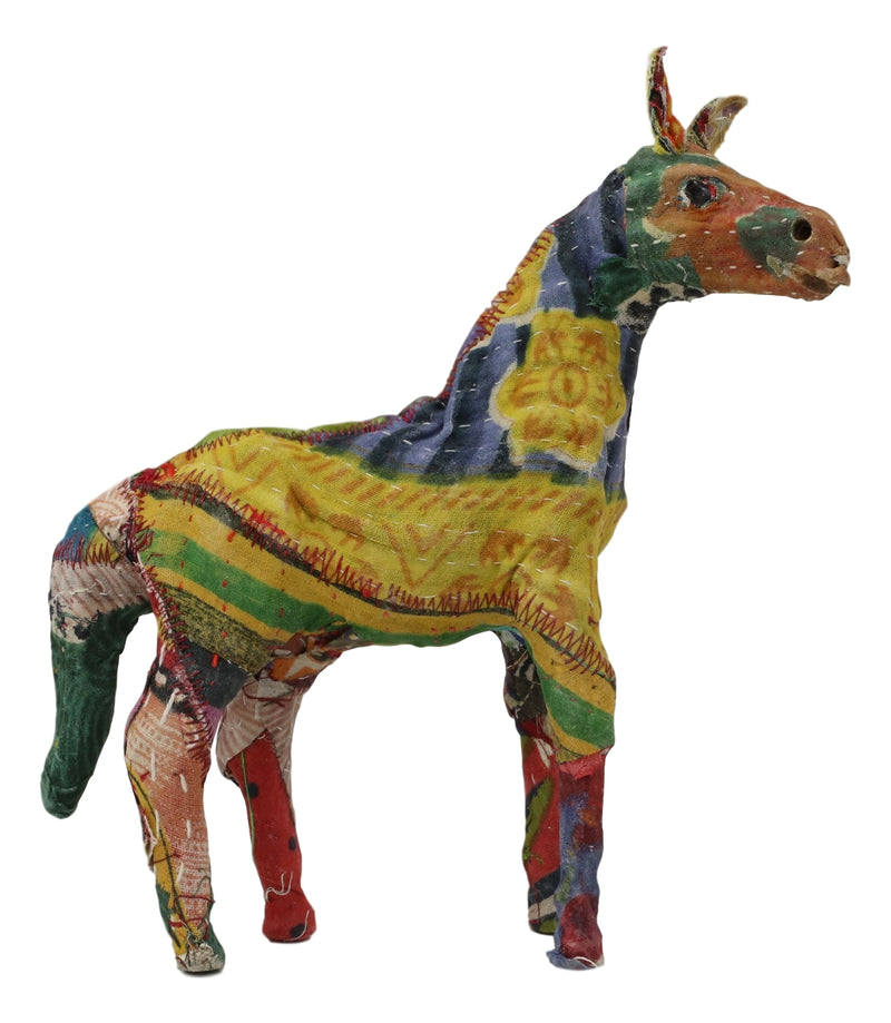 Safari Zebra Horse Hand Crafted Paper Mache In Colorful Sari Fabric Figurine