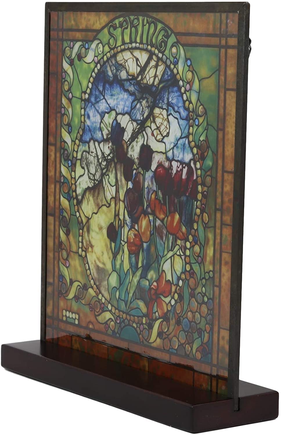 Ebros Louis Comfort Tiffany Four Seasons Collection Summer Stained Glass  Art With Base Decor