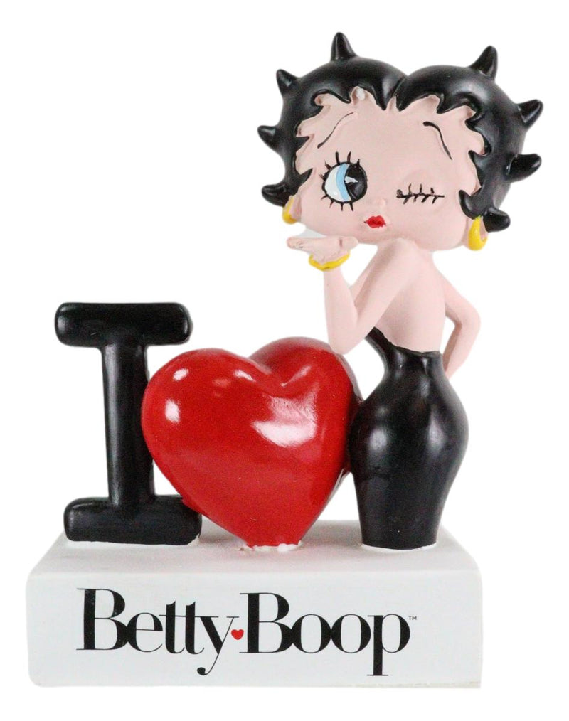 Blowing Kisses I Heart Love Betty Boop Word Art Sign Desktop Plaque Figurine