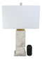 26"H Contemporary Elegant Stacked Marble Gold Plated Metal Table Lamp W/ Shade