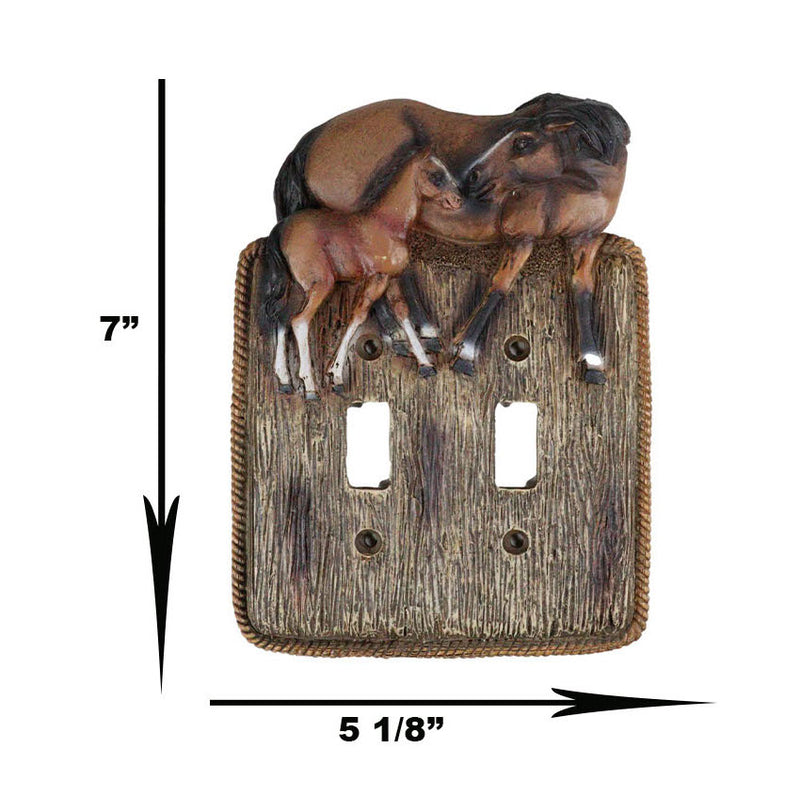 Set Of 2 Novelty Western Country Equine Horses Double Toggle Switch Plates