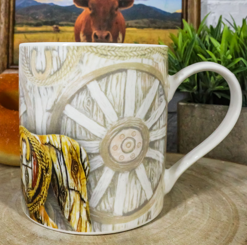 Trail Of Painted Ponies Western Ranch Bunkhouse Bronco Horse Ceramic Mug Cup