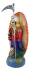 Ebros LED Light Shrine Holy Death Santa Muerte With Scythe In Rainbow Tunic Figurine