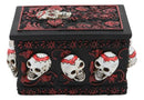 Day Of The Dead Red Floral Sugar Skull Small Stash Jewelry Box 4.25"L Figurine