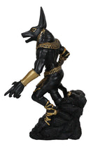 Egyptian Jackal God Anubis With Ankh Staff Spear On Skull Graveyard Figurine