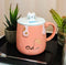 Pack Of 2 Pink Calico Cat Catching Fish Tea Coffee Mug With Lid And Spoon 15oz