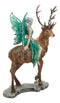 Large Enchanted Silver Haired Fairy Riding On Mythical Stag Elk Statue 9.5"Tall