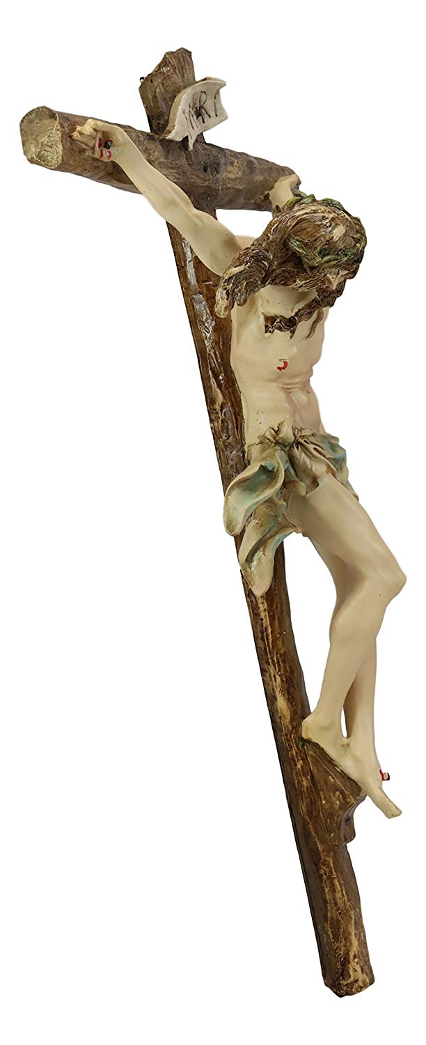 Ebros Large Jesus Christ at Calvary Crucifix INRI Wall Cross Hanging Plaque 20"H