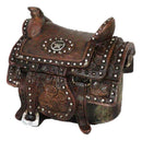 Rustic Western Cowboy Horse Saddle Lone Star Silver Studs Decorative Trinket Box