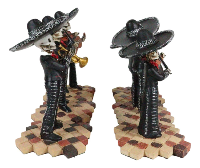 Day Of The Dead Black Mariachi Band Folk Musician Skeleton Figurines Set of 6