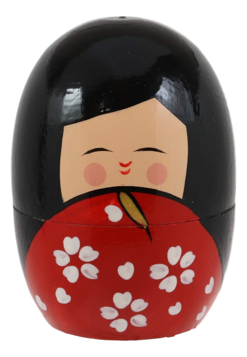 Japanese Kokeshi Girl Wooden Stacking Matryoshka Nesting Dolls 5 Piece Set Toy