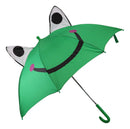 Ebros Gift Children Kids Animated Colorful Pop Up Umbrella 33" Diameter Animal Themed Umbrellas with 3D Ears Or Eyes Fun Child Friendly Playing in The Rain (Green Happy Frog Toad)