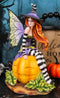 Amy Brown Halloween Bewitched Fairy With Black Cat On Giant Pumpkin Figurine