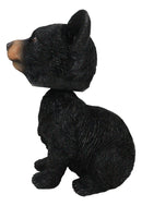 Rustic Country Woodlands Forest Black Bear Cub Bobblehead Decor Figurine 6"H