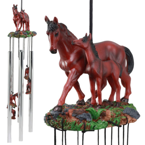 Farm Countryside Brown Horse With Foal Resonant Relaxing Wind Chime Garden Patio