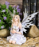 Kneeling Frost Flake Oracle Winter Fairy Holding Crystal Ball Statue 4.5"H