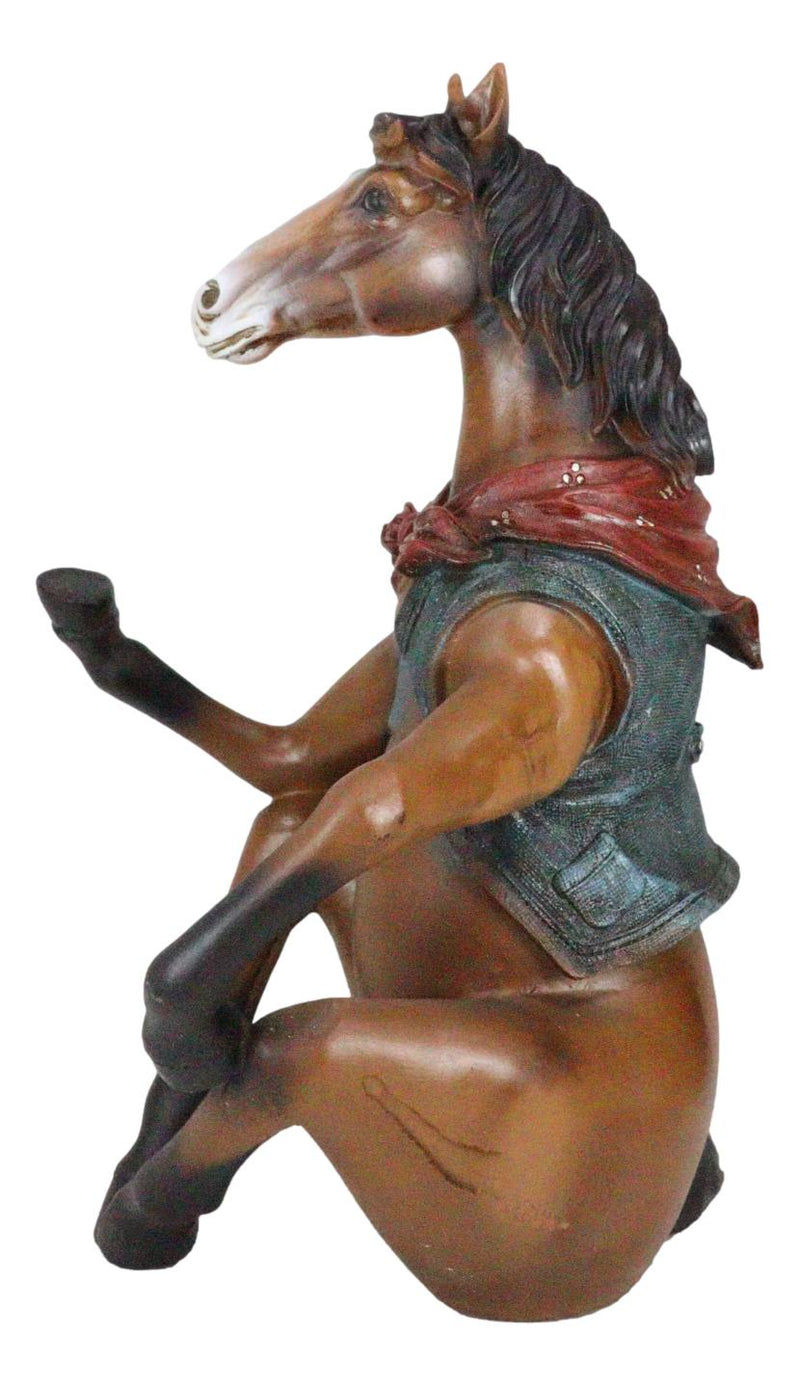 Wild West Western Cowboy Sitting Brown Horse with Red Scarf Wine Bottle Holder