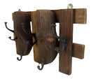 21" Long Rustic Antique Shoe Molds Horizontal Wood Rack Wall Plaque Coat Hooks