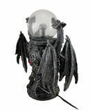 Fantasy Double Dragons Protecting Oracle AC Flashing Electric Ball Figurine