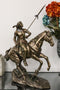 Tribal Native American Indian Warrior With Javelin Spear Riding Horse Statue