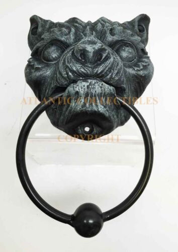 Ebros 7 Inch Angry Evil Bulldog Gargoyle Resin Door Knocker Home Decor