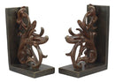 Vintage Ornate Scroll Bookends Set Scroll Art Statue Pair 7.5"H Classical Design