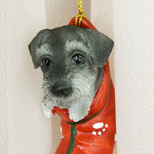 Ebros Realistic Miniature Schnauzer Puppy Statue 6.5 Tall Animal Dog  Collectible Lifelike Schnauzer Figurine Decor