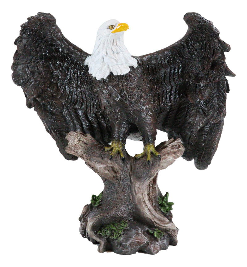 Large 18"H Wings Of Glory Perching Grand Bald Eagle Statue Home Garden Figurine