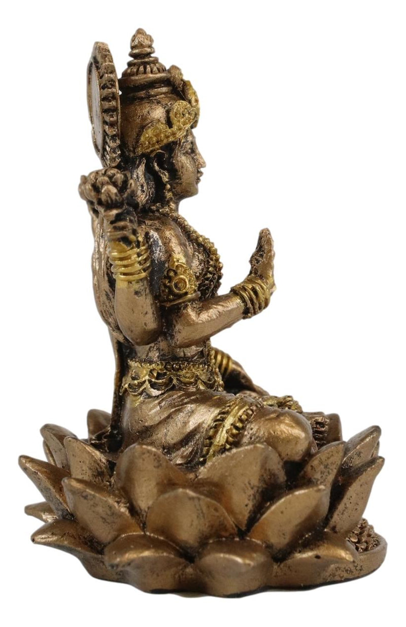 Ebros Vastu Hindu Goddess Of Prosperity Lakshmi Seated Lotus Miniature Figurine