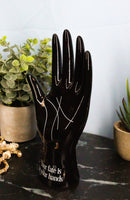 Psychic Fortune Teller Palmistry Black Hand Palm Ceramic Figurine Jewelry Holder