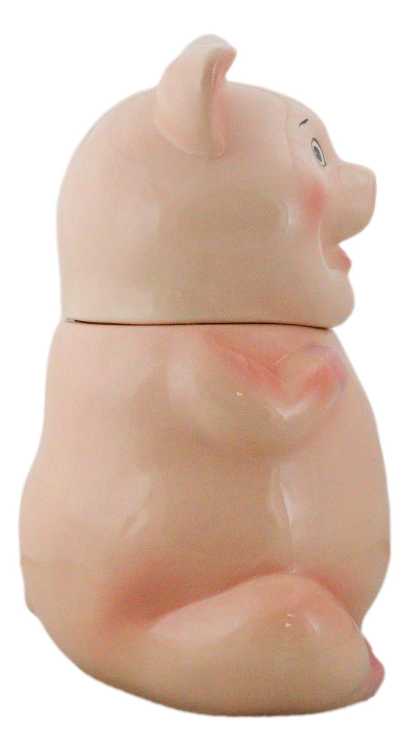 Ebros Animal Farm Bacon Porky Pig Ceramic Cookie Jar Container Figurine 8"H Babe Pigs