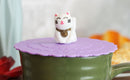 Set Of 4 Purple Maneki Neko Cat Reusable Silicone Coffee Mug Cup Cover Lids