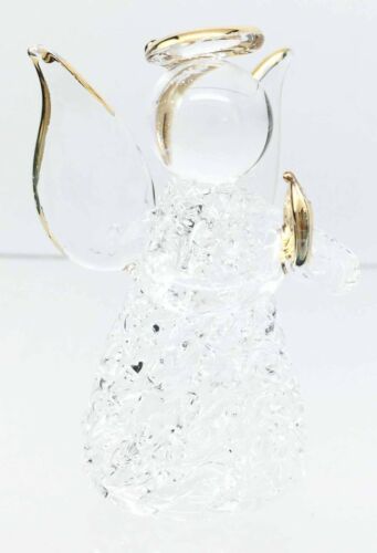 Prayer Guardian Angel Ornament Figurine Pretty Inspirational Handblown Glass Art