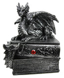 Medieval Fantasy Dragon Guardian of Knowledge Secret Trinket Box Figurine 8.25"H