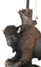 Western Plains Bison Buffalo On Sloped Rocks By Tree Stump Desktop Table Lamp